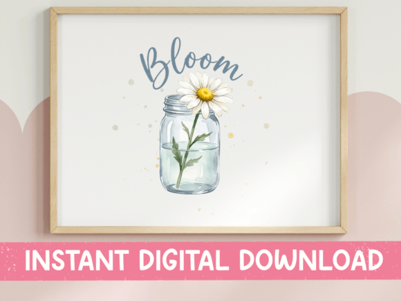 A Gentle Watercolor Daisy Mason Jar Design for Graphics and T-Shirt Projects