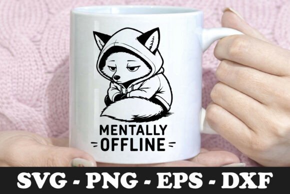 Mentally Offline Hooded Fox Design for Editorial Graphics